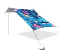 Cartoon Cute Colorful Underwater World Fish Progettato UPF50 Beach Cabana Tenda Facile Installazione Grande Portatile Sun Shelter con sacchi di sabbia, Pala di sabbia, Pali per Campeggio, Picnics