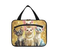 Cartoon Cute Devon Rex Cats Realistic Style Hanging Makeup Travel case con gancio, Designer Unisex Bag for Makeup per Cruise Travel Toilet bolso para maquillaje L
