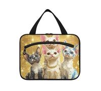 Cartoon Cute Devon Rex Cats Realistic Style Hanging Travel Toiletry kit con gancio, Designer Portatile Impermeabile Toiletry Bag per le Donne Viaggio Palestra bolso de Mano para Hombre L
