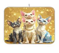 Cartoon Cute Devon Rex Cats Realistic Style piatto asciugatura mat cucina contatore stuoie piatti asciugatura stuoie piatti stuoie asciugatrice stuoie jumbo piatto asciugatura mat 18 x 24