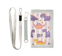 Cartoon Cute Dinosaurs Light Purple Stripes tri fold portafoglio per gli uomini regali cool nylon billfolds con cordino, cartone animato, carino, dinosauri, luce, viola, strisce, 1 size, Moda