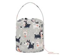 Cartoon Cute Dogs Grigio Crochet Borse Portatile Piccolo Filato di Stoccaggio per Knitting Kit Hilo para tejer bolsas