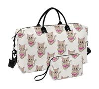 Cartoon Cute Khaki Cat Grande Borsa da Viaggio Carry On Personal Item Bag Sport Gym Bag con Cinghia Regolabile per Allenamento 2 Pz Set bulto de para Mujer