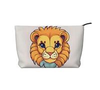 Cartoon Cute Little Lion Chiusura a Cerniera Sacchetto di Trucco Velluto a Coste Organizer Multifunzionale 22x7x17cm per Viaggi Campeggio Vacanza Fitness, Nero , Taglia unica