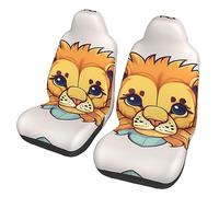 Cartoon Cute Little Lion Dua Sarung JOK Mobil,& Sarung JOK Mobil Depan, Cocok Per Sebagian Besar Mobil, SUV, Truk, Van, Dll.