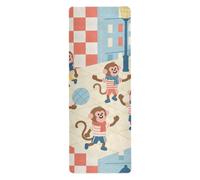 Cartoon Cute Monkey Play Ball Plaid tappetino da yoga antiscivolo per palestra stampato, antiscivolo, asciugamano per tappetino da yoga con borse tapete para ejercicio 180,3 x 66 cm