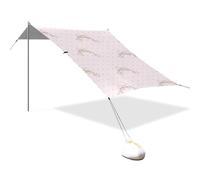 Cartoon Cute Pink Bow Progettato UPF50+ Protezione Spiaggia Cabana Tenda Impermeabile con Sacchi di Sabbia e Pala per Campeggio, Picnic, Cortile Casitas de Playa para cubrir del sol