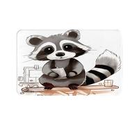 (Cartoon Cute Raccoon) Tappeto da porta stampato per bagno, camera da letto e ufficio 50 x 80 cm tappetino da bagno, morbido tappeto antiscivolo moderno per interni.