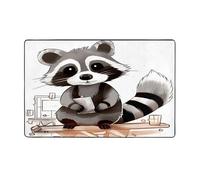 (Cartoon Cute Raccoon) Tappeto stampato per soggiorno, camera da letto e ufficio 60 x 99,1 cm, morbido tappeto antiscivolo moderno per interni.