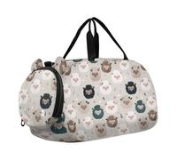 Cartoon Cute Sheep Face Beige Piccola Borsa da Palestra con Scomparto Scarpe Multifunzionale Weekend Borsa da Viaggio per Viaggi, Sport, Fitness & Allenamento bolso para palestra mujer