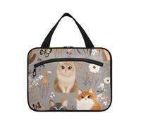 Cartoon Cute Somali Gatti e Fiore Grigio appeso borsa da toilette appeso con gancio, design moda per viaggiatore bolso de mano para hombre L, cartone animato, carino, somalo, gatti, e, fiore, grigio