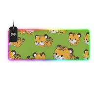 Cartoon Cute Tiger Green Wirel Charging Glowing Mouse Pads Modern Home Office 89,9 x 39,9 cm Tappetino per Mouse Gaming