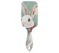 Cartoon Cute White Christmas Rabbit spazzola antistatica per capelli per colpo Progettato massaggio del cuoio capelluto per capelli fini con manico ergonomico cepillo para peinar