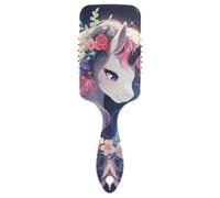 Cartoon Cute White unicorni spazzola per capelli delicata con fori Progettato massaggio cuoio capelluto per capelli lunghi con manico ergonomico cepillo anti crespo para cabello