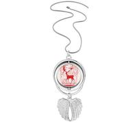 Cartoon Deer Animal Red Paper Cutting Pendant Angel Wings Rotante Collana Gioielli