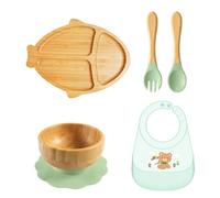 Cartoon Design Baby Feeding Plate Set di piatti complementari per bambini con base di aspirazione stabile per primi alimentatori senza scivolo