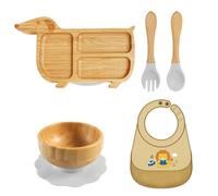 Cartoon Design Baby Feeding Plate Set di piatti complementari per bambini con base di aspirazione stabile per primi alimentatori senza scivolo