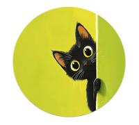 Cartoon Design Soft Nursery Room Tappeti circolari 180cm - Black Cat Peeking Print Rotondo Door Mat portatile antiscivolo per cucina sotto il tavolo