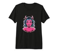 Cartoon Devilin per diavoli Femminili e Ragazze Gotiche Maglietta Premium