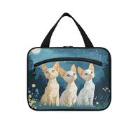 Cartoon Devon Rex Cats Hanging Borse da viaggio con gancio, Designer Pieghevole Hanging Toiletry Bag per le donne Must Haves Cruises bolsas para maquillaje de Mujer L