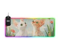 Cartoon Devon Rex Cats River Wirel Charging Glowing Mouse Pad per Scrivania Gaming Antiscivolo gameing 89,9 x 40,6 cm Tappetino per mouse da scrivania da ufficio