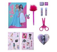 CARTOON Diario segreto per bambini con accessori, Disney, maxi set, penna, adesivi, glitter, timbri, forbici, lucchetto con 2 chiavi (Barbie)