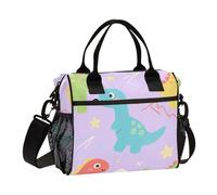 Cartoon Dinosaur Pterodattyl Stegosaurus Purple Lunch Bags per gli uomini con tracolla Grande Capacità Lunch Box per Ragazzi per Università lonchera para Adulto Mujer