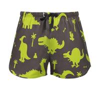 Cartoon Dinosauri Green Women's Lounge Shorts Pajama Bottoms Yoga Sports Elastic Waist Drawstring,L