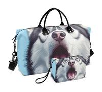 Cartoon Divertente Bianco Siberian Husky Cane Decorativo Grande Borsa Da Viaggio Sport Duffel Borse con Toiletry Bag per Sport Pieghevole bolsas de para Mujer