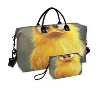 Cartoon Divertente Giallo Pet Pollo Decorativo Carry On Spalla Weekend Tote Sport Palestra Tote Bag con Toiletry Bag per Palestra Impermeabile bolso de Mano para viajar en Avion