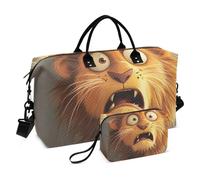 Cartoon Divertente Marrone Leone Grande Borsa Da Viaggio Weekender Pernottamento Borsa Sport Palestra Borsa con Cinghia Regolabile per Yoga Impermeabile Bolsa de Mano para ropa de