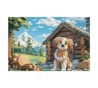 Cartoon Dog at Cozy Mountain Cabin Puzzle 1000 Pezzi Gioco Educativo Intelligente Per Ragazzi Creatività E Logica Idea Regalo Natale Per Famiglia 1000 PCS