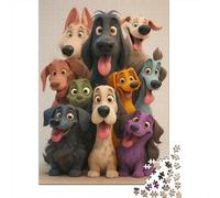 Cartoon Dog Group 1000 Pezzi Carta Cartoon Dogs Group Art Puzzle Per Adolescenti Resistente Ai Graffi Allenamento Cerebrale Regalo Di Compleanno 38x26cm/1000pcs