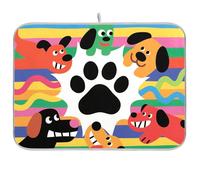 Cartoon Dogs Colorato Cucina Contatore Stuoia di essiccazione Piatto scolapiatti stuoia per il bancone della cucina grande stuoia di asciugatura per i piatti 18 x 24