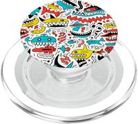 Cartoon Doodle squali simpatico mostro marino modello di PopSockets PopGrip per MagSafe