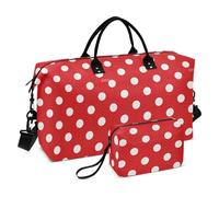 Cartoon Dot Red Duffel Bag Weekender Pernottamento Bag Palestra Carry on Borse da viaggio con Borsa da toilette per Aereo Viaggio Grande Capacità bolsos para