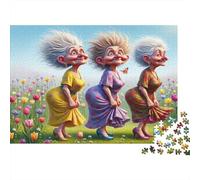 Cartoon Elderly Women Puzzle Impossibili 1000Pcs Interesting Decorazione Per La Casa. Giochi Rilassamento E Intelligence Per Adulti E Ragazzi Da 14 Anni 38x26cm/1000pcs