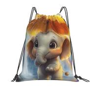 Cartoon Elephant Under The Rainbow Borsa Palestra Stringa Sacca da Palestra Unisex Borsa con Cordoncino per Yoga All'Aperto Campeggio 36X42Cm