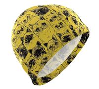 Cartoon Esotici Gatti Giallo Nuoto per le Signore Capelli Corti Impermeabile Nuotare per Gli Uomini Protezione Dei Capelli e Drag Riduzione Gorro para natacion Mujer
