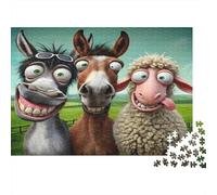 Cartoon Farm Animals Jigsaw Puzzle Impossible 1000Pcs Smiling Farm Animals Decorazione Per La Casa. Giochi Rilassamento E Intelligence Per Adulti E Ragazzi Da 14 Anni 52x38cm/1000pcs