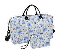 Cartoon Fiordaliso Sfondo Grigio Decorativo Carry On Tote Bag Grande Borsa da Palestra con Cinghia Regolabile per Palestra Grande Capacità Bolsa de Mano para ropa de