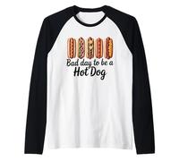 Cartoon Five Topping Hot Dog Row Foodie Barbecue Cookout Maglia con Maniche Raglan