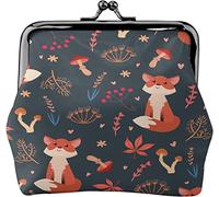 Cartoon Forest Fox Modello a fungo Fibbia Portamonete in pelle Custodia vintage Portamonete Kiss-Lock Mini Portafogli per donne Ragazze