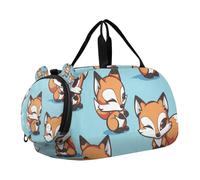 Cartoon Fox - Borsone da viaggio per bambini, con scomparto per scarpe, grande capacità, per viaggi, nuoto, danza, balletto