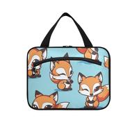 Cartoon Fox Hanging Makeup Travel Bag con gancio, Designer Essential Toiletry kit per le donne in viaggio bolso para maquillaje L