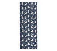 Cartoon Funny Bunny Navy Blue tappetino da yoga antiscivolo per pavimento stampato, antiscivolo, tappetino da yoga asciugamano antiscivolo con borsa tapete para ejercicio 180,3 x 66 cm