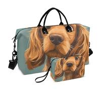 Cartoon Funny Cocker Brown Spaniel Dog Travel Bag Weekender Duffel Bag Sport Training Bag con Cinghia Regolabile per Viaggio 2 Pz Set bulto de para Mujer