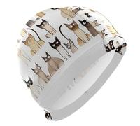 Cartoon Gatti Siamesi Bianco Adulto Nuotare per gli Uomini Capelli Corti Impermeabile Grande Nuotata per le Donne Protezione dei Capelli e Drag Riduzione Gorro para natacion Mujer