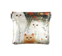 Cartoon gatti turchi bianco PU pelle piccola moneta fantasia organizzazione sacchetti per signora, cartone animato, turco, gatti, bianco, 1 size, Stampa artistica