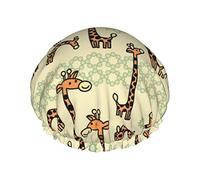 Cartoon giraffa cuffia da impermeabile, cuffia elastica per capelli da bagno protezione ambientale cuffie da bagno per capelli, doppio strato impermeabile cappello da da bagno